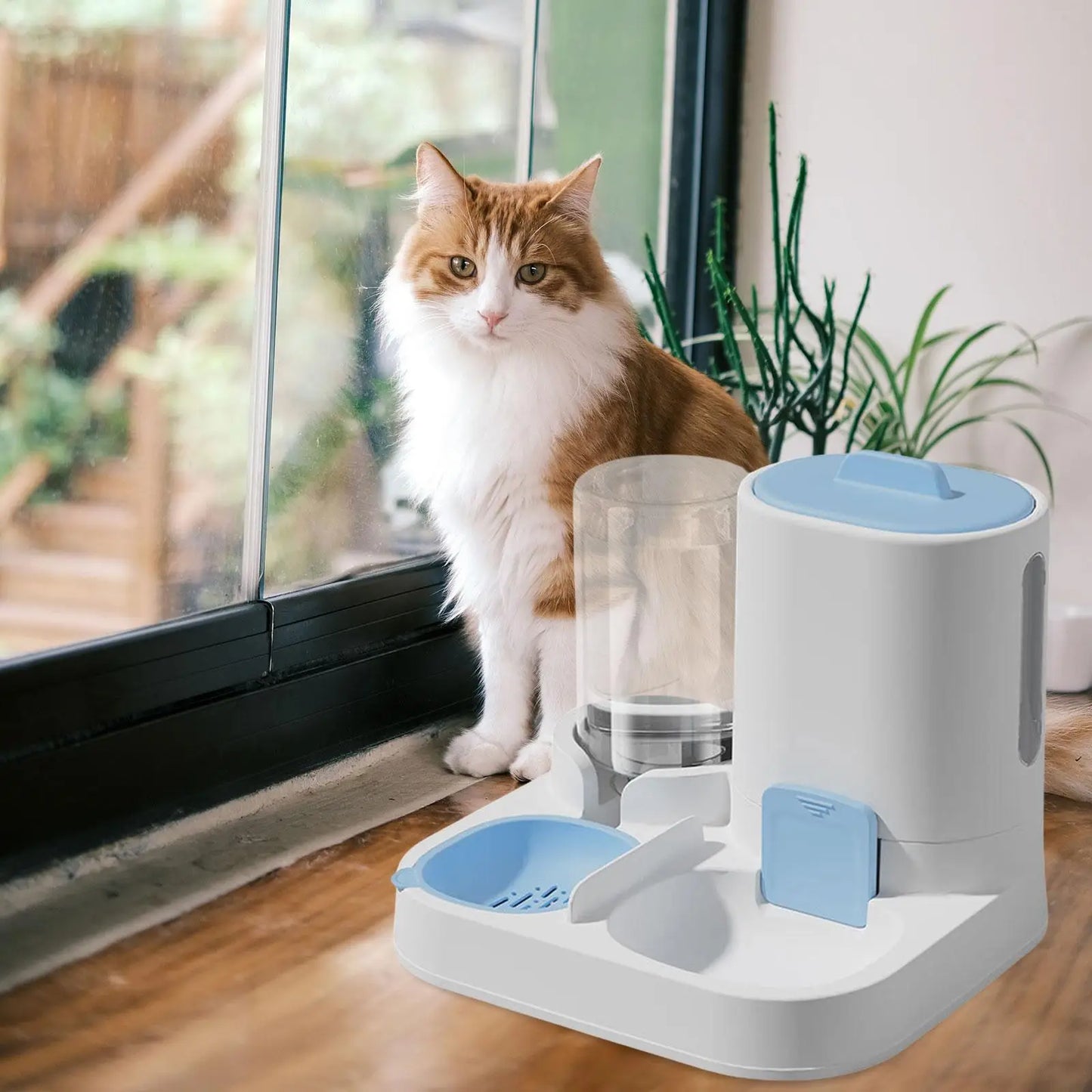 Automatic Pet Feeder & Waterer, Pet Bowl Compact Feeding Station. Cat or Dog Feeder Water Dispenser
