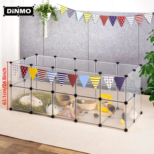 Portable Pet Playpen with Floor for Small Animals - Rabbit, Guinea Pig, Ferret Cage. 61x25x24 Inch
