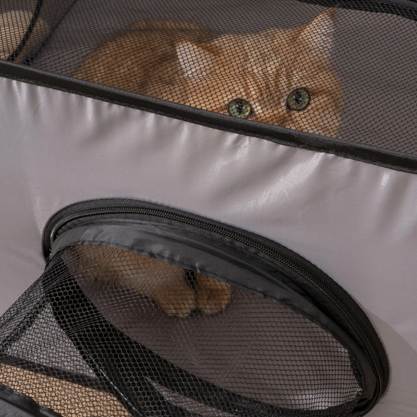 Square, Gray Cats and Dogs Delivery Room. Hard Oxford Cloth with a Play Tunnel. Foldable Pets Nest