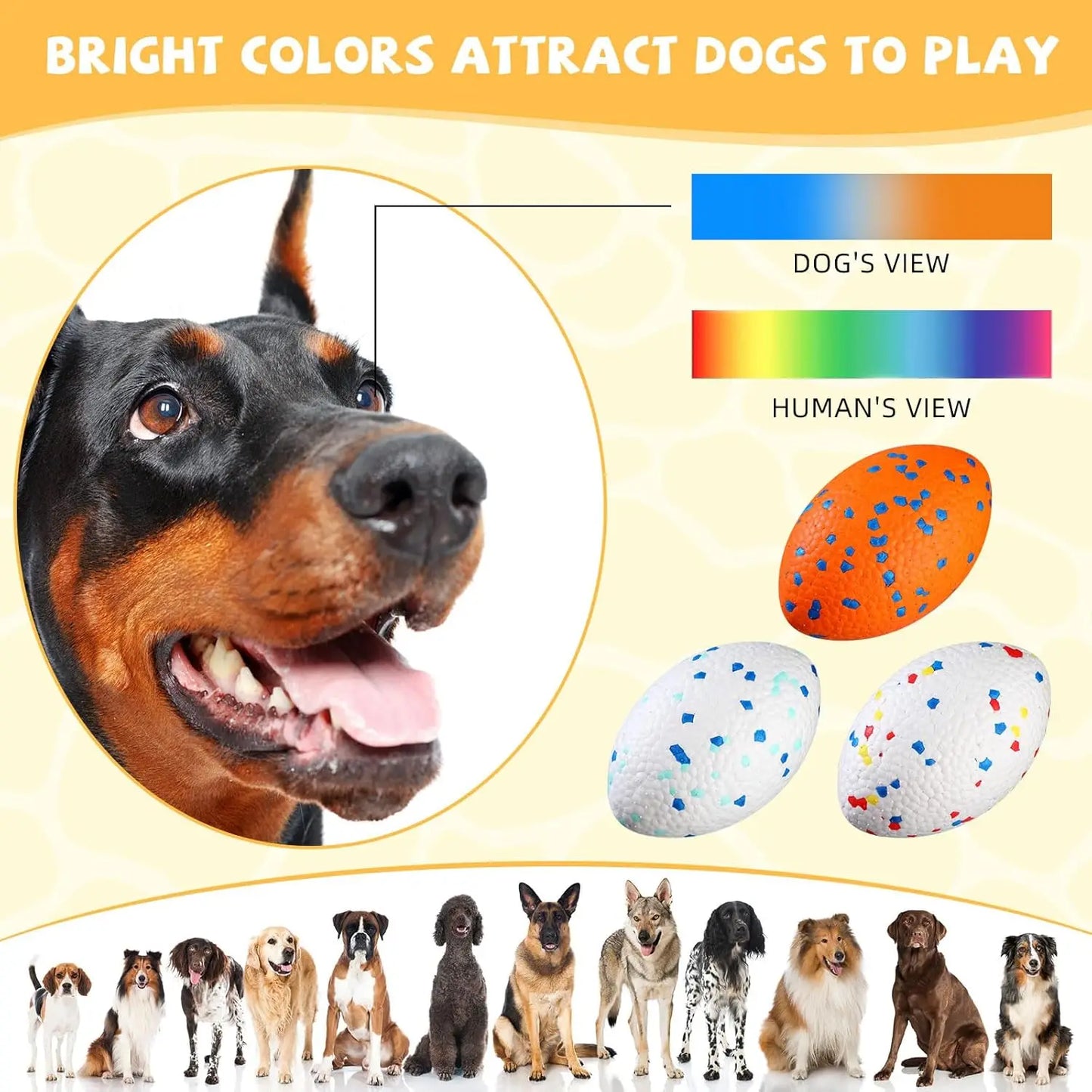Dog Ball for Aggressive Chewers. Tough Large Indestructible Dog Footballs. Outdoor Floating,Fetch Game Pets Toys