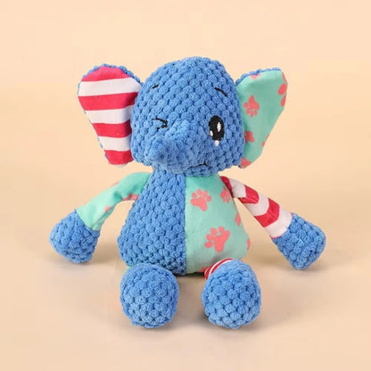 Pet Plush Toys. Cute Elephant Plush Chew Toy. Squeaky, Bite-Resistant, Puppy Teething Training.