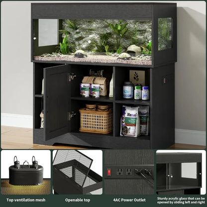 40 Gallon Reptile Terrarium Tank with Storage Cabinet and Stand Ideal for Leopard Geckos & Corn Snakes