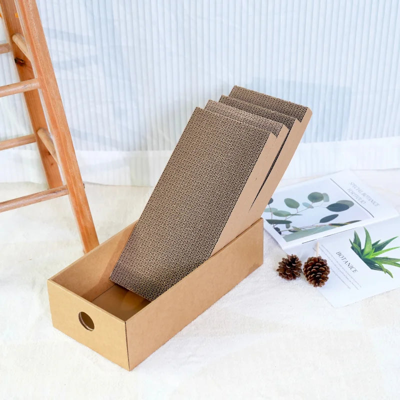 4 Pack 1 Cat Scratching Post Cardboard Box for Indoor Cats, Cat Scratching Mat for Cats & Kittens