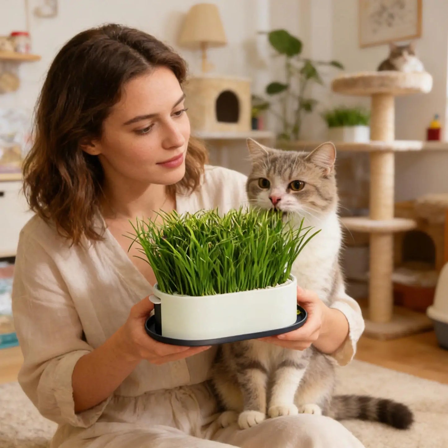 Cat grass growing box. Hydroponic Soilless Cat Grass Planting Set.