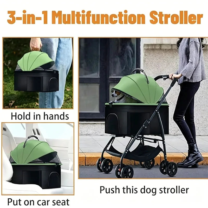 Pet Strollers, 3in1 Lightweight, Foldable, Specifically Designed for Walking Dogs. Medium-sized Small Dogs and Cats