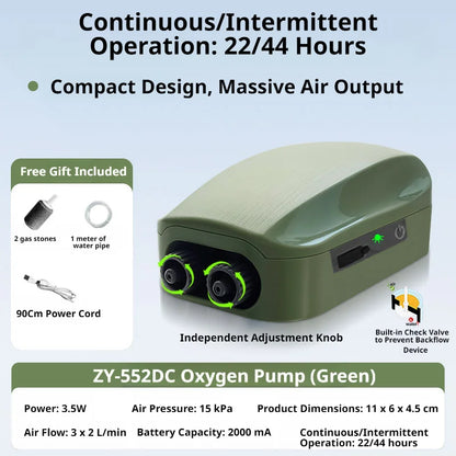 Aquarium Oxygen Air Pump Compressor Charging Silent USB with Battery Portable Oxygenator 2000mA Outdoor