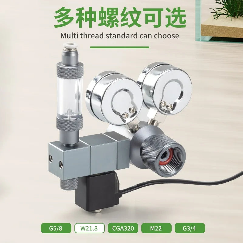 Aquarium CO2 regulator Dual meter solenoid valve Quick plug foam recorder  control system Fish tank CO2 pressure reducing valve