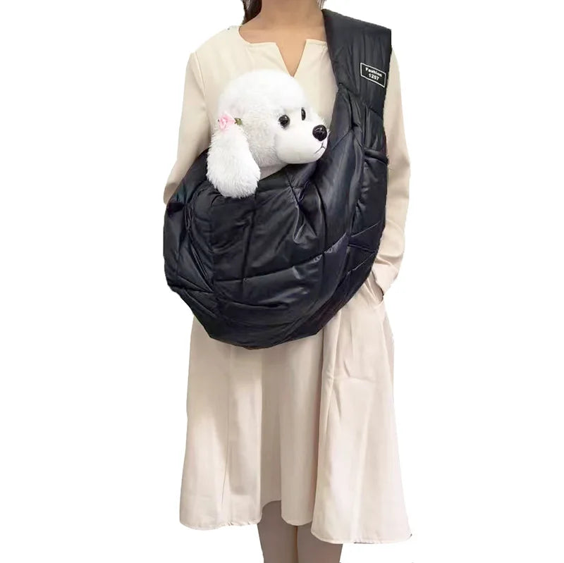 Small Pet Dog/Cat Sling Carrier for 3-15lbs with Pocket. Hands-Free Pet Bag. Carry Bag for Travel and Walking Outdoor