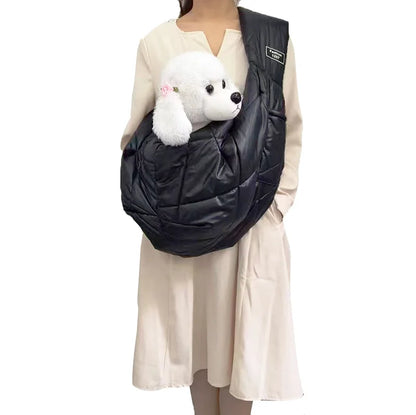 Small Pet Dog/Cat Sling Carrier for 3-15lbs with Pocket. Hands-Free Pet Bag. Carry Bag for Travel and Walking Outdoor