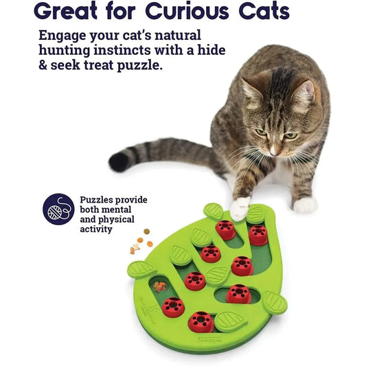 Cat Puzzle Treat Toy. Made of High quality Non toxic Plastic with Playful and Interactive Style. Adjustable Difficulty. Mental