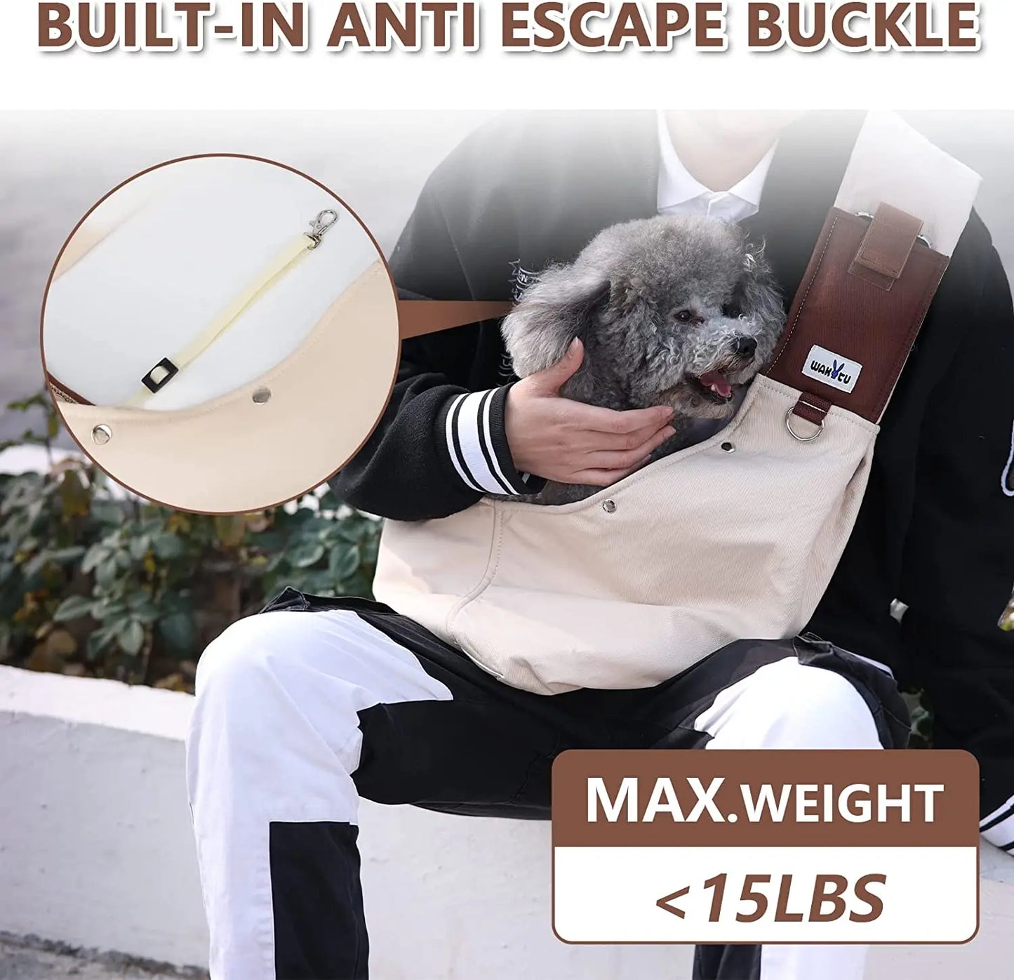Dog Sling Carrier for Small Dogs. Reversible Front Dog Carrier with Adjustable Strap. Hands Free Pet Papoose Bag for Travel.