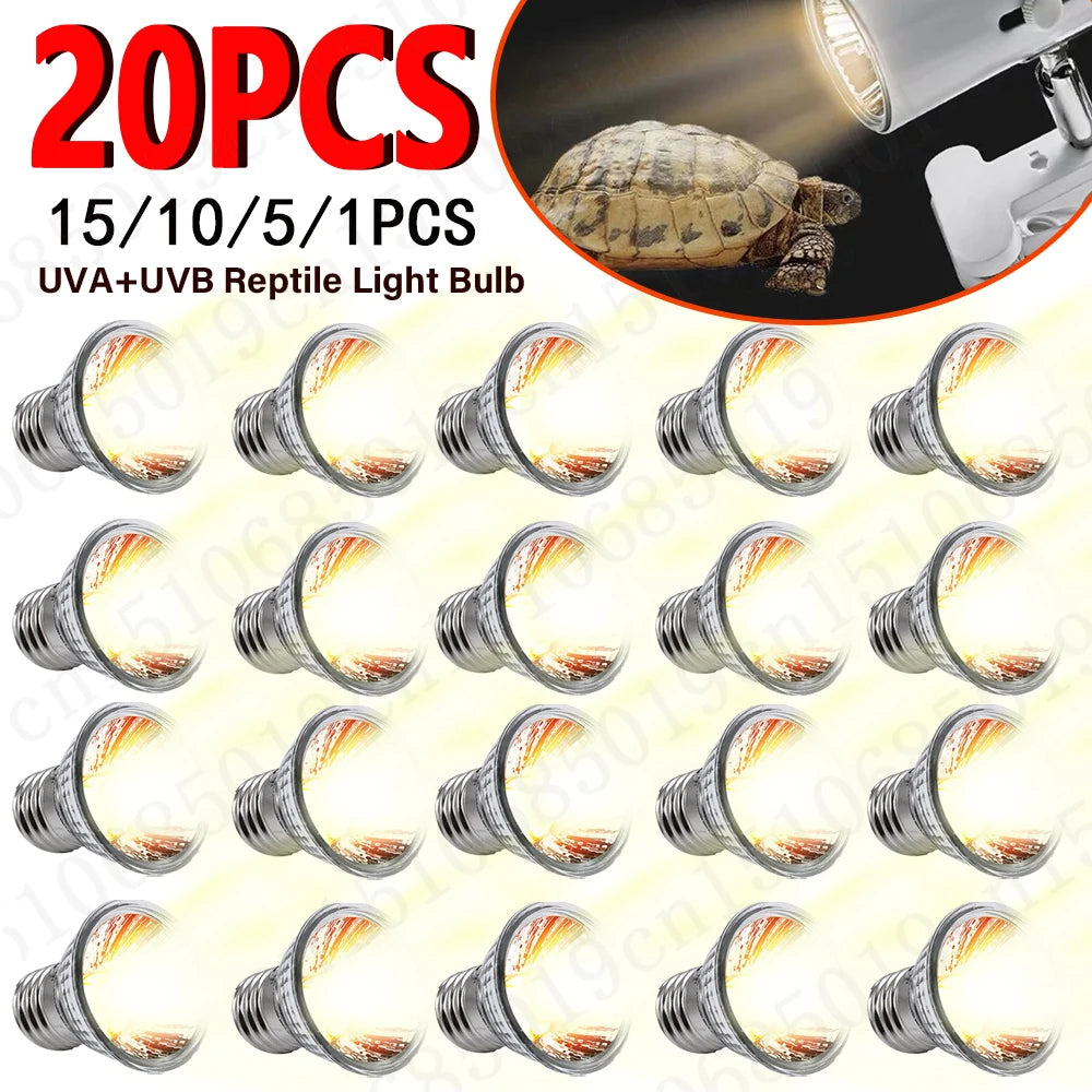 5/10/15/20PC 25W Reptile Heating Light Bulb. Full Spectrum Basking UV Lamp for Turtle, Snake, Lizard & Amphibians Temperature Control