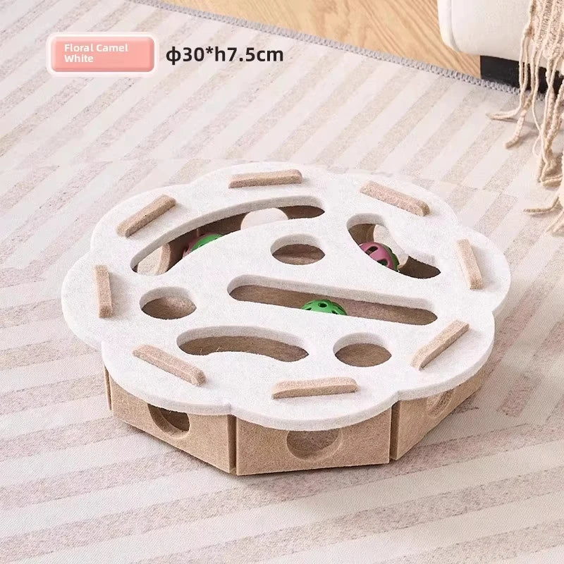 Cat Puzzle Toy. Felt Puzzle Box With Ball. Indoor Sports Entertainment. Hunting Cat Toys