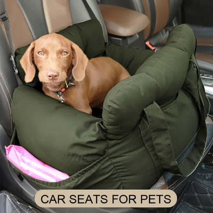 Dog Car Seat with Safety Belt - Non-Slip, for Small Dogs, Washable Travel Carrier with Secure Straps for Safe Car Seat