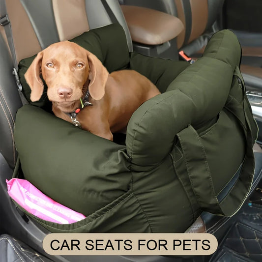 Dog Car Seat with Safety Belt - Non-Slip, for Small Dogs, Washable Travel Carrier with Secure Straps for Safe Car Seat