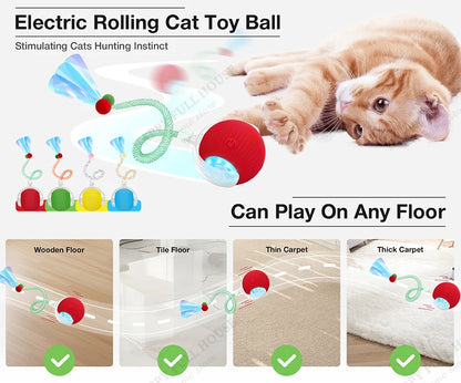 Cat Toys, Interactive with 3 Play Modes, Automatic Cat Toys, Electric Moving Ball for Indoor Bored Kitten & Adult Cats