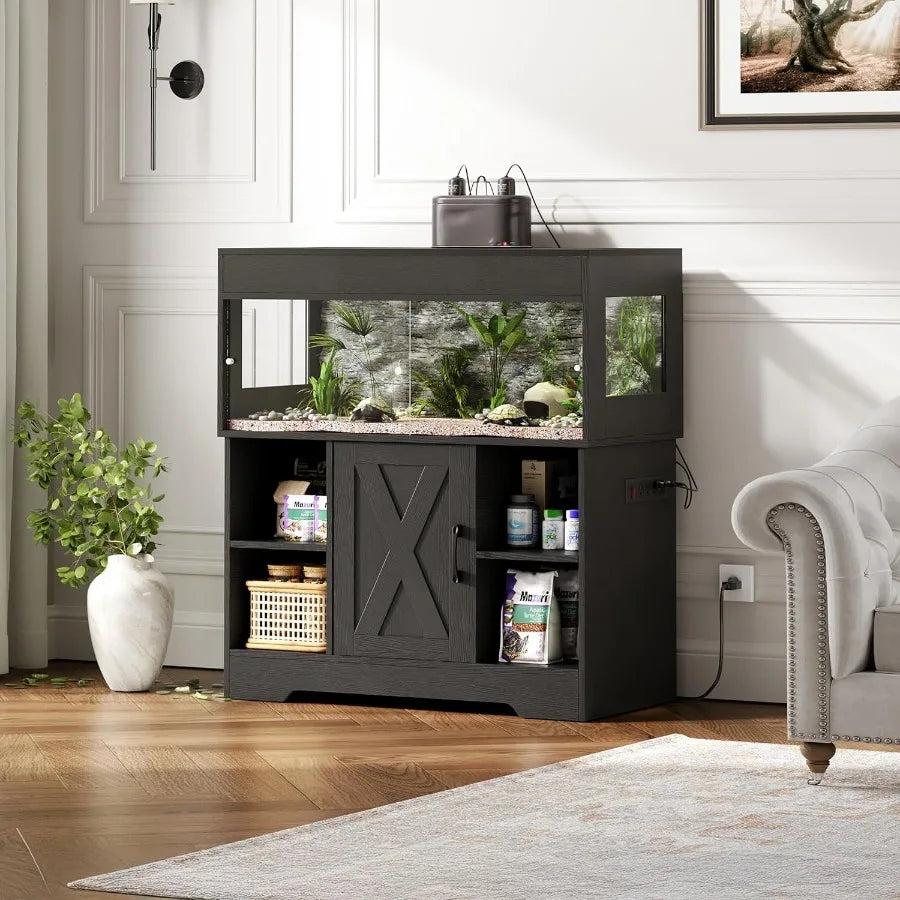 40 Gallon Reptile Terrarium Tank with Storage Cabinet and Stand Ideal for Leopard Geckos & Corn Snakes
