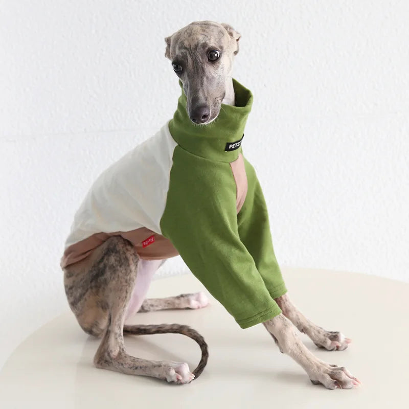 Autumn, Winter, Warm, Soft Dog Clothes. High Collar Greyhound 2 Legged Fleece Sweaters Long Sleeve Pet Shirts