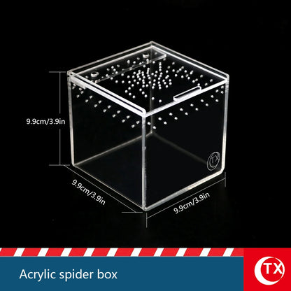 House-Shaped Acrylic Reptile Breeding Box. Transparent Pet Habitat for Spiders, Lizards & Insects. Magnetic Door & Breathable