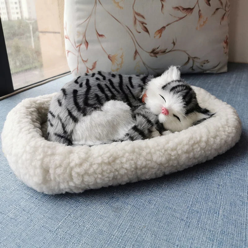 Breathing Cat Simulation. Plush Sleeping Cat or Dog Home Decoration Ornament. Photography Props Crafts
