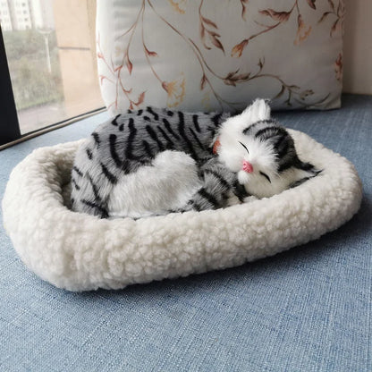 Breathing Cat Simulation. Plush Sleeping Cat or Dog Home Decoration Ornament. Photography Props Crafts
