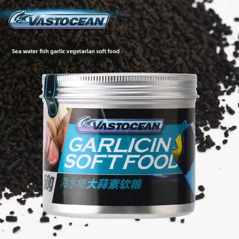 VASTOCEAN Marine Fish Food. Soft Slow-Sink Pellets. Coral Tank Safe Formula for Clownfish, Picky Eaters Ornamental Fish