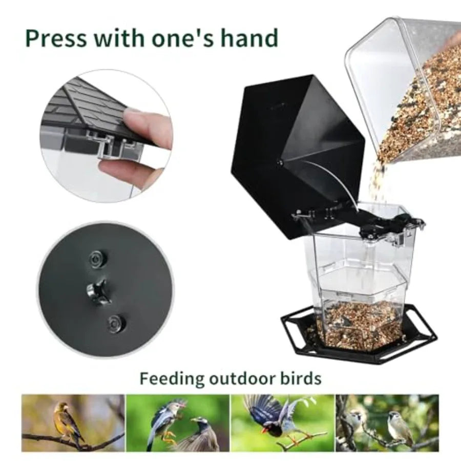 【Spot goods】Bird Feeders for Outdoors Hanging Bird Feeder Wild Birds Seed, Black