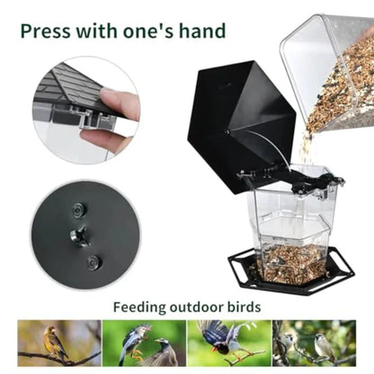 【Spot goods】Bird Feeders for Outdoors Hanging Bird Feeder Wild Birds Seed, Black