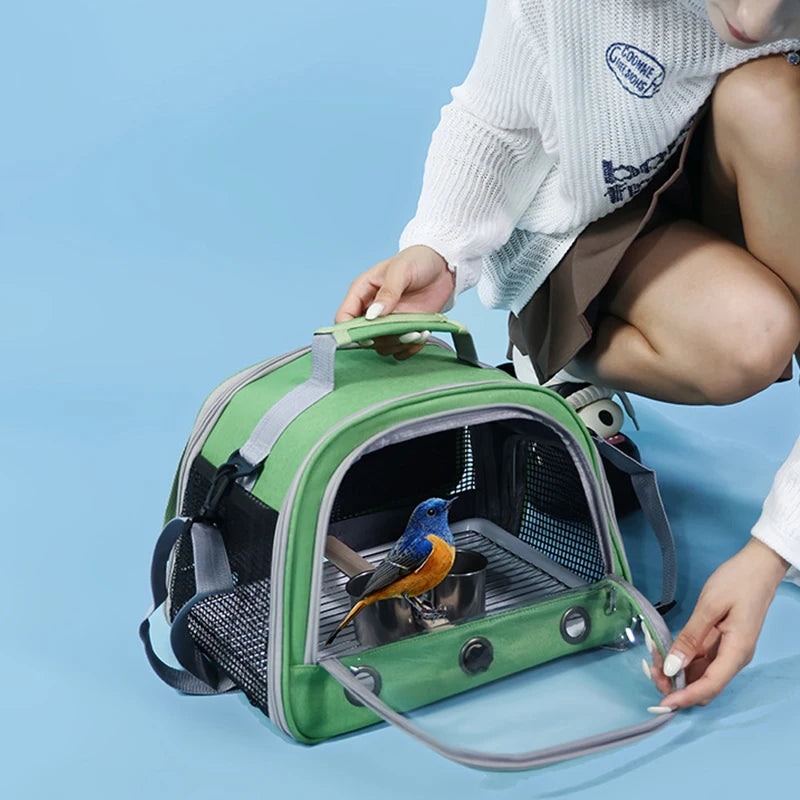 Pet Bird Carrier Bag. Outdoor, Portable, One Shoulder, Breathable Birdcage. Perch Platform, Parrot Cage Bird Supplies For Parakeet