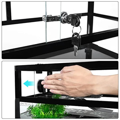 18 Gallon Turtle Tank Aquarium 30×12×12 Tortoise Habitat Water-Land Ecological. Tank with Drainage System
