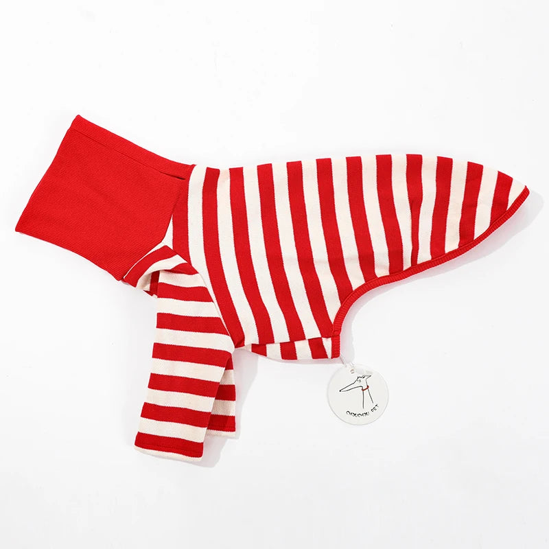 Pet Casual Red Striped Clothing. New Italian Greyhound Spring Summer Dog Clothes.