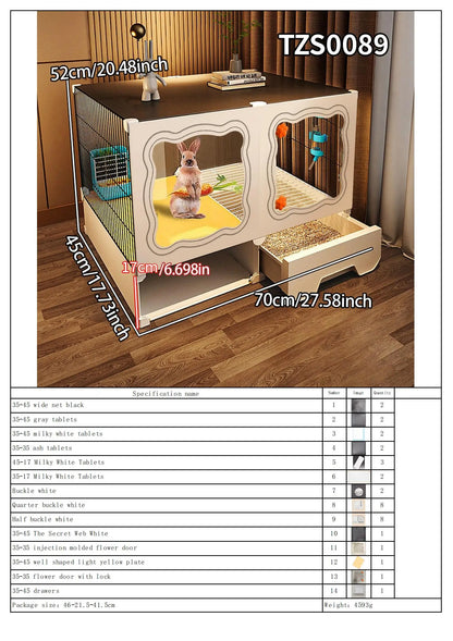 Rabbit Cage. Indoor Home Use with Toilet. Rabbit Villa, Small Dog, Kitten &  Guinea Pig Cage.