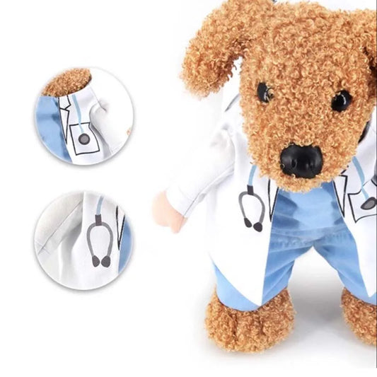 Pet Clothes, Dog Cosplay Doctors Costume. Puppy White Gown, Funny Coat, Party Dress For Small Pets.