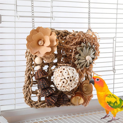 Bird Toys. Bird Foraging Grass Mat Climbing Wall For Parakeet, Parrot, Cockatiel, Conure, Lovebird