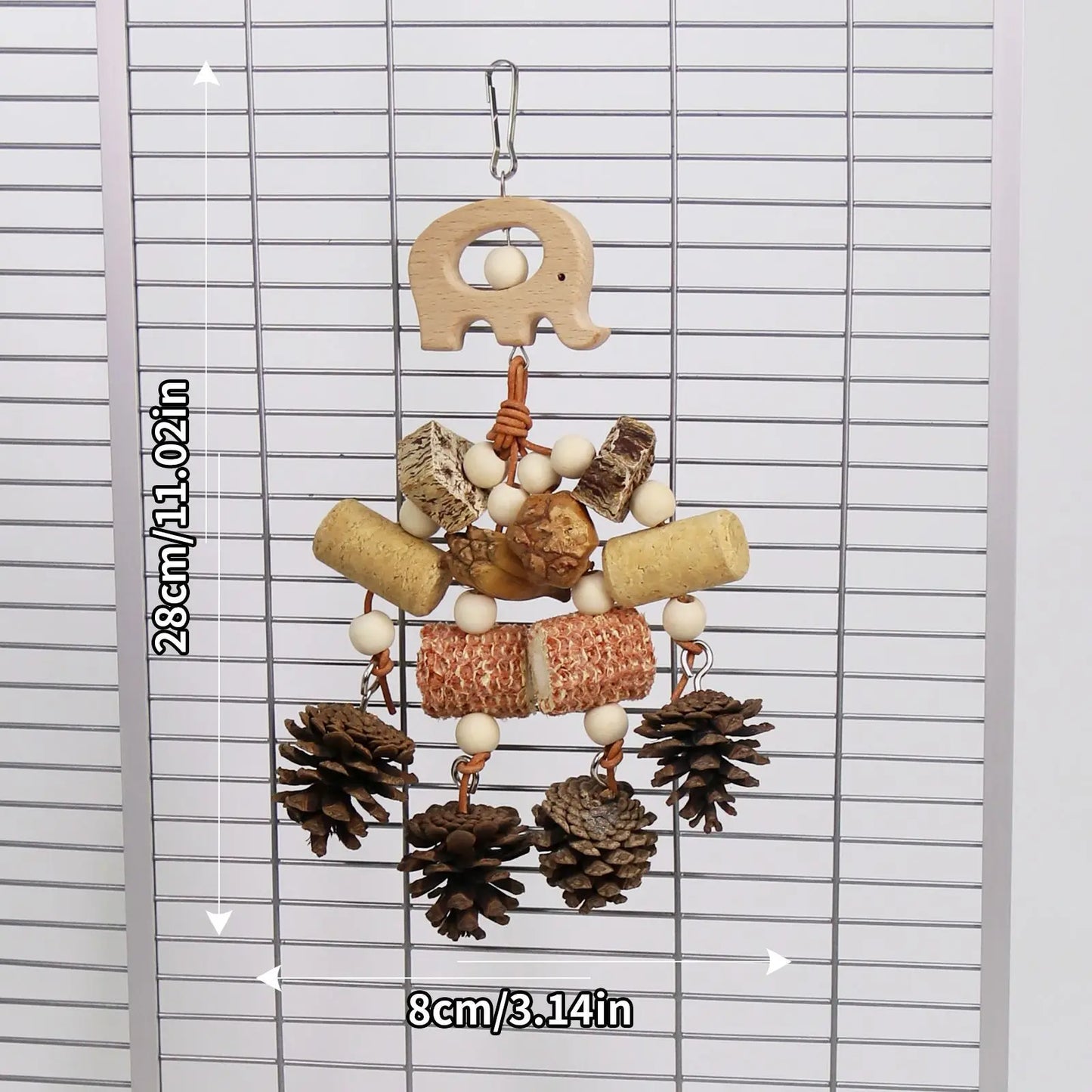 Bird Parrot Toy. Wooden Animal Shaped Rattan Ball.  Pine Cone, Corn, Wood Flower Slice. Gnawing Puzzle, Relieving Bird Toys