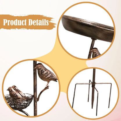Bird Bath on Stand. Metal Outdoor Feeder Tray for Drinking and Feeding. Attracting Garden Birds