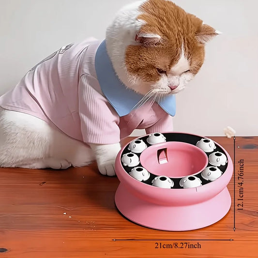 Interactive Cat Treat Dispenser Toy, Rotating Food Puzzle Bowl, Slow Feeder for Cats/Kittens, Funny Paw Work Design