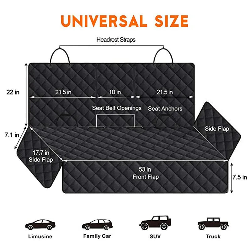 Dog Car Seat Cover for Cars, Trucks, SUVs  and Other Universal Pet Rear Seat Covers. Specifically for Pets.
