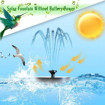 New 1W/1.5W/2.5W/3.5W Outdoor Solar Fountain, Water Pump Bird Bath Fountain with 6 Nozzles Suitable for Courtyard Garden Pools