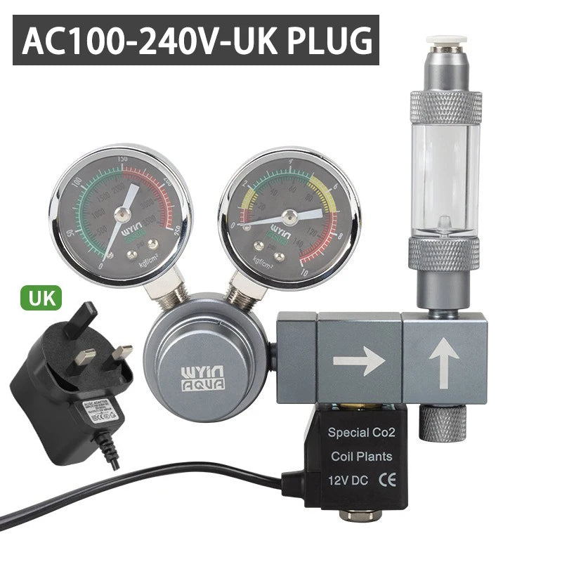Aquarium CO2 regulator Dual meter solenoid valve Quick plug foam recorder  control system Fish tank CO2 pressure reducing valve