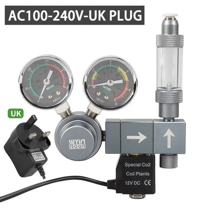 Aquarium CO2 regulator Dual meter solenoid valve Quick plug foam recorder  control system Fish tank CO2 pressure reducing valve
