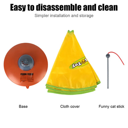 Interactive Pet Toy For Cat/Kitty. 4 Speeds Motion. Undercover Mouse Fabric Moving Feather. Electric Cat Toy Plate Automatic