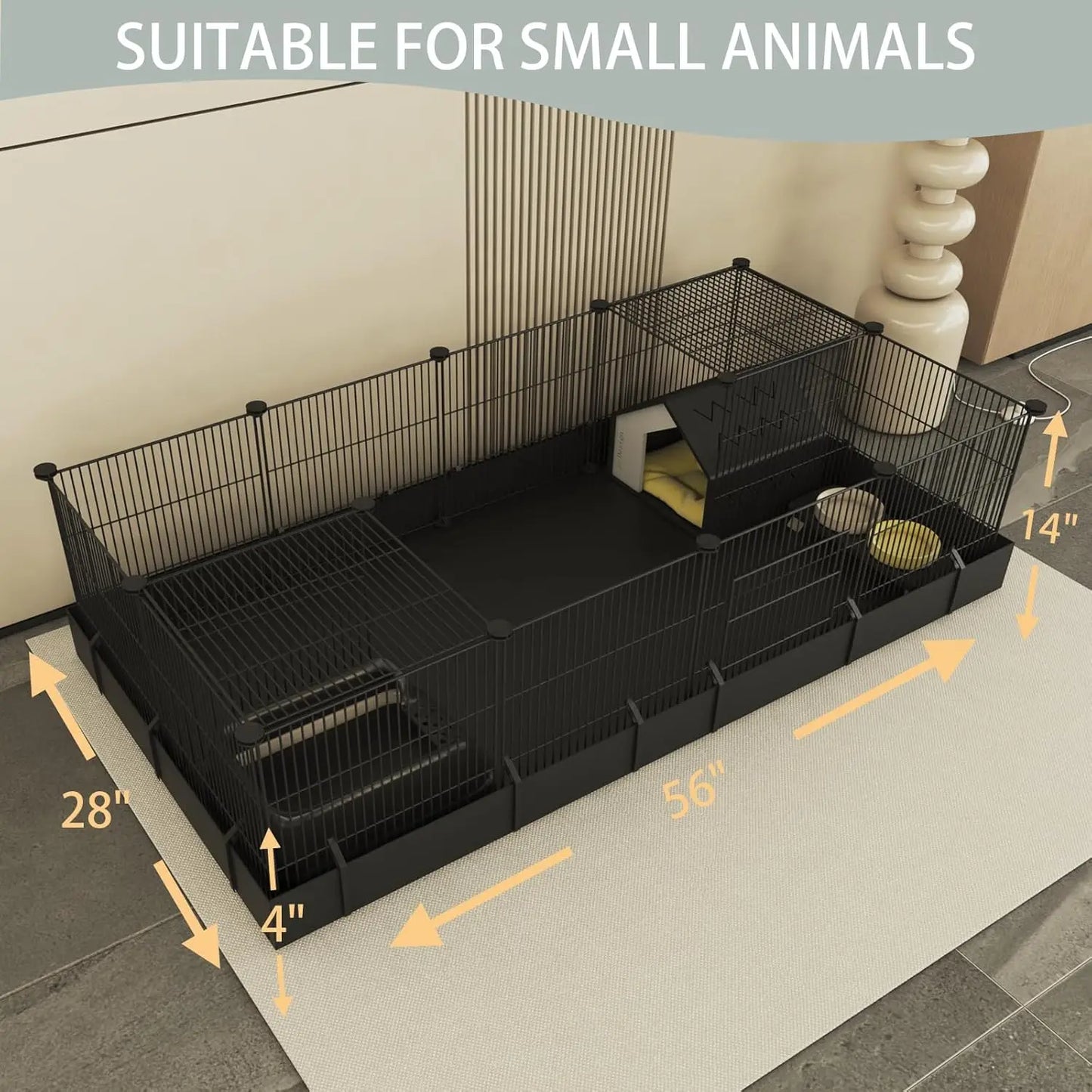DIY Small Animal Cage with Door, 16 Panel Pet Playpen for Bunny or Hedgehog. Waterproof, Indoor/Outdoor