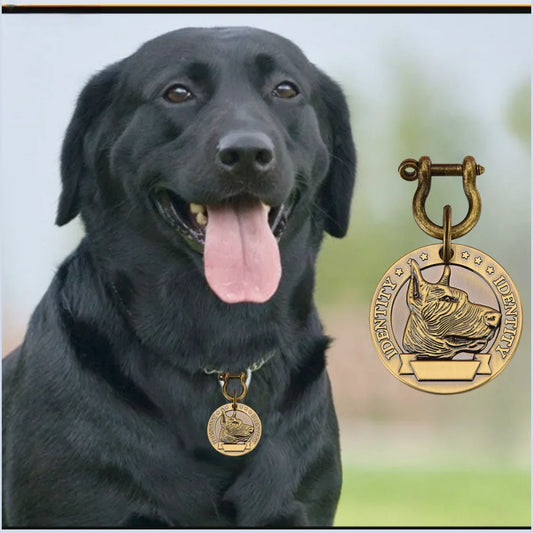VIP Customizable Engraved Pet ID Tag for Dog/Cat. Bronze Nameplate Tags Personalized,  Address Number Dogs Collar ID Pendant