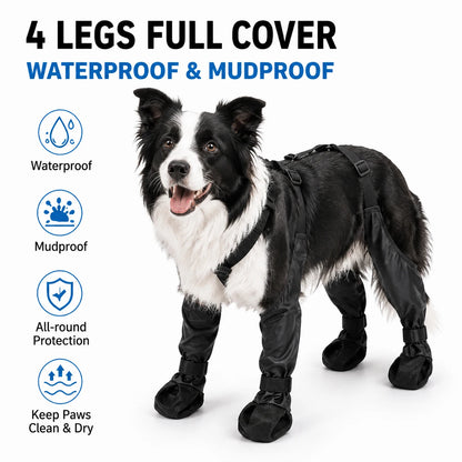 Dog Full-Leg Waterproof Protectors. Mud & Stain Resistant. Non-Slip Dog Shoes Perfect for Medium & Small Pet Breeds in Rainy Days
