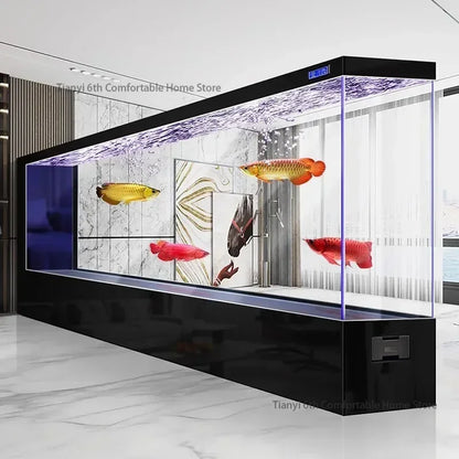 Super Large Transparent Luxury Aquariums. Long Floor-to-ceiling Fishbowl