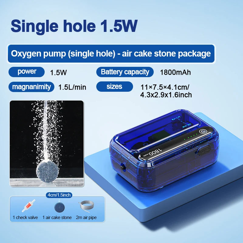 4800mAh aquarium oxygen pump, USB charging. Small, portable oxygen pump, Indoor and outdoor fishing aerator