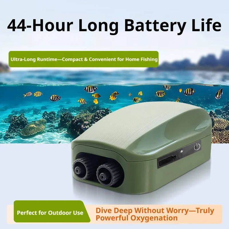 Aquarium Oxygen Air Pump Compressor Charging Silent USB with Battery Portable Oxygenator 2000mA Outdoor