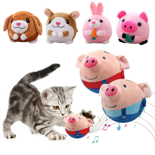 Electronic Pet Dog Toy. USB Plush Automatic Bouncing Toy. Vibration Ball. Bite Puppy Ball, Plush Sing, Chewing, Squeaker Dog Toy
