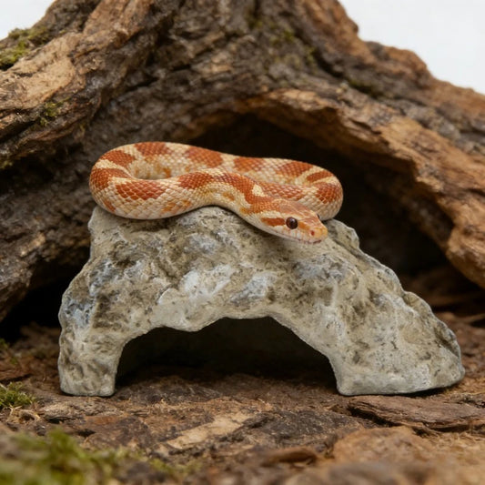 Reptile Rock Hide, Cave Habitat Decor. Shedding Aid, Basking Platform for Turtles, Gecko, Lizard, Snake.Terrarium Landscape Natural